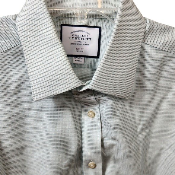 Charles Tyrwhitt Other - Charles Tyrwhitt Slim Fit Green Gingham Non Iron Mens Dress Shirt Size 16 1/2 35